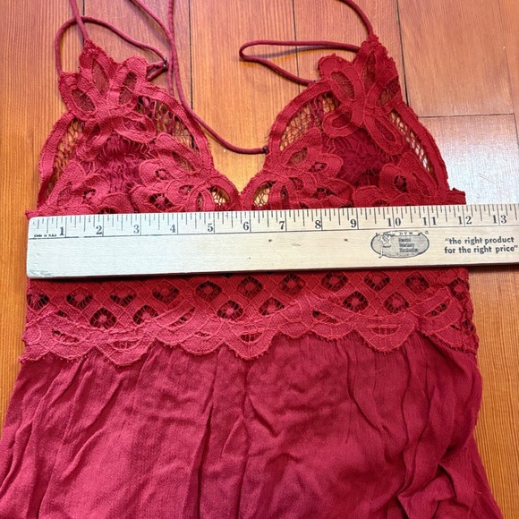 Free People One Adella Slip Dark Cherry Red Lace Mini Dress Party Sexy Small S/P - Picture 6 of 9